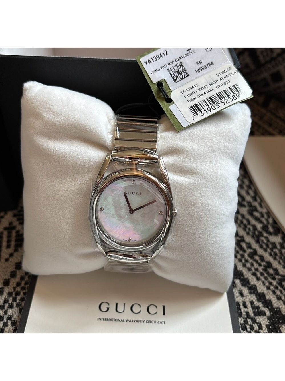 NEW in Box GUCCI Quiet Luxury Crystal Mother-of-Pearl Watch w Authenticity Cert. - Picture 3 of 12